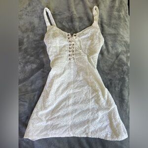 Super down white mini dress